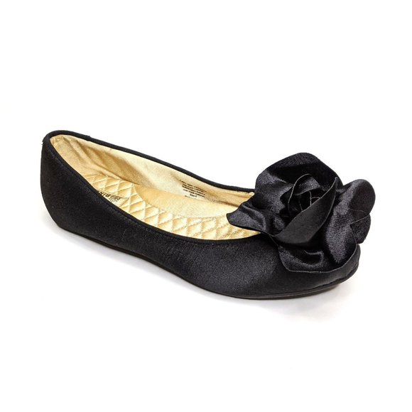 Birdies Shoes - Birdies Black Finch Satin Ruffle Flats Rose NWT 6
